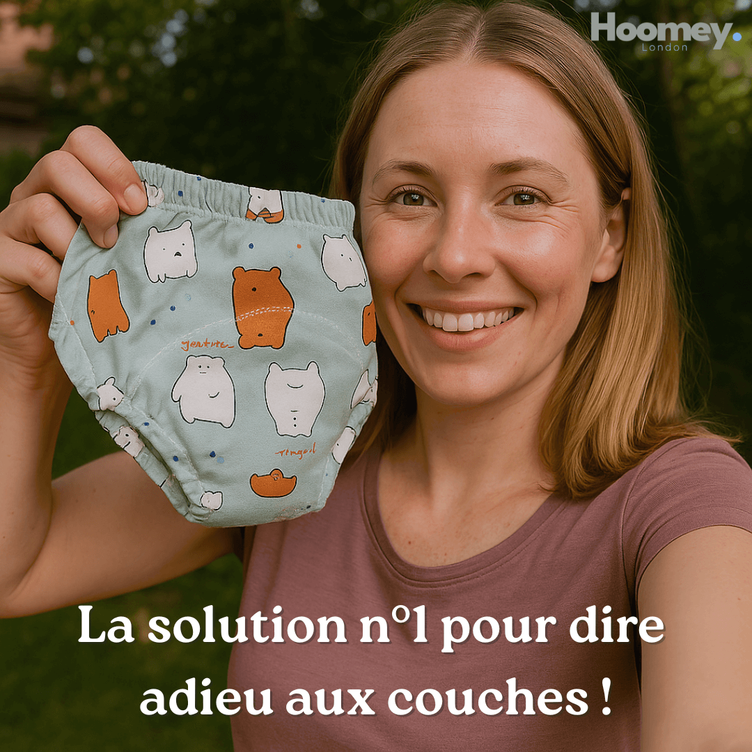 Culottes d’apprentissage bébé réutilisables Hoomey – sous-vêtements lavables, anti-fuites, doux, écologiques pour apprentissage de la propreté