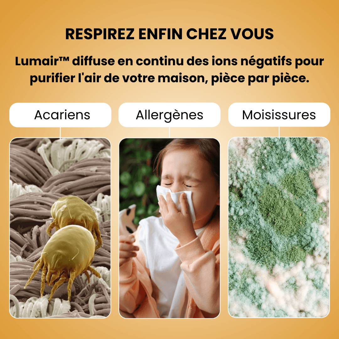 Lumair™ purificateur ionique branché sur prise murale, diffusant des ions négatifs pour purifier l'air intérieur
